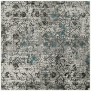 SAFAVIEH Adirondack Elisa Geometric Faded Area Rug, Grey/Black, 6' x 6' Square