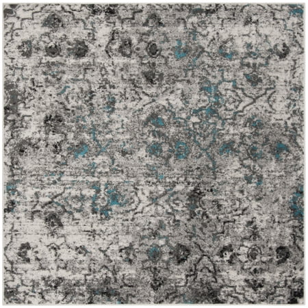 SAFAVIEH Adirondack Elisa Geometric Faded Area Rug, Grey/Black, 6' x 6' Square