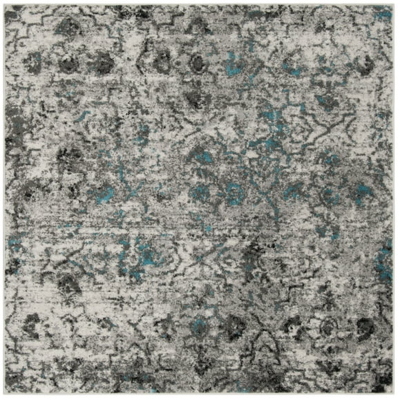 SAFAVIEH Adirondack Elisa Geometric Faded Area Rug, Grey/Black, 6' x 6' Square