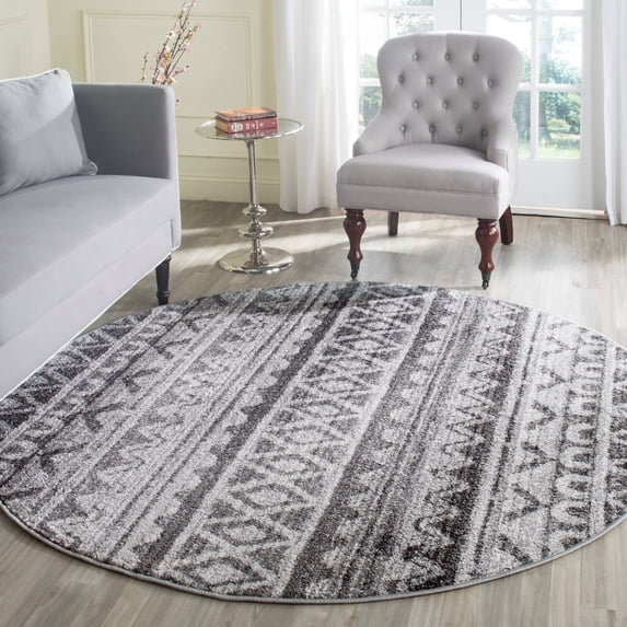 SAFAVIEH Adirondack Emil Abstract Area Rug, Ivory/Charcoal, 6' x 6' Round