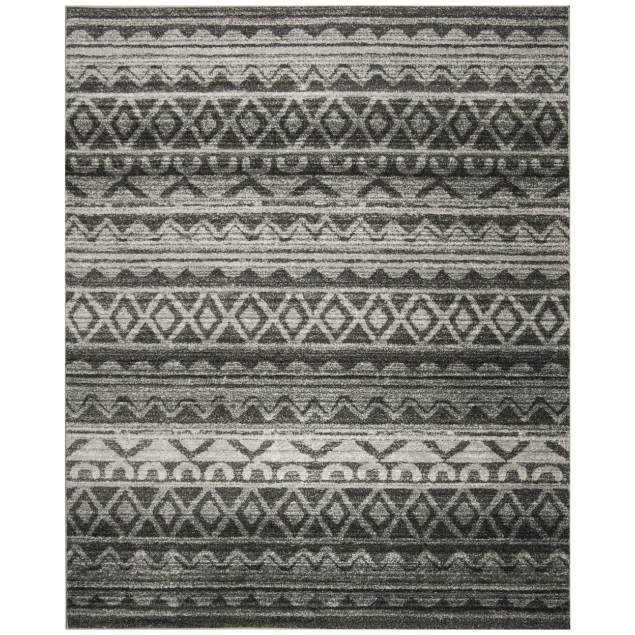 Ivory and Charcoal 6' x 9' Hand-knotted Synthetic Area Rug