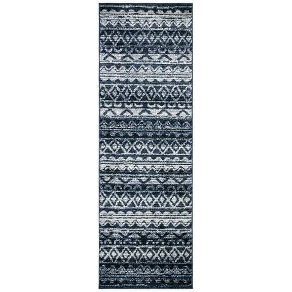 SAFAVIEH Adirondack Emil Abstract Runner Rug, Ivory/Navy, 2'6" x 10'