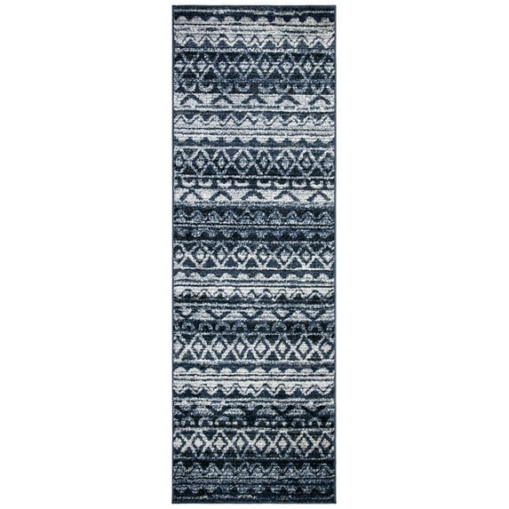 SAFAVIEH Adirondack Emil Southwestern Runner Rug, Ivory/Navy, 2'6" x 6'