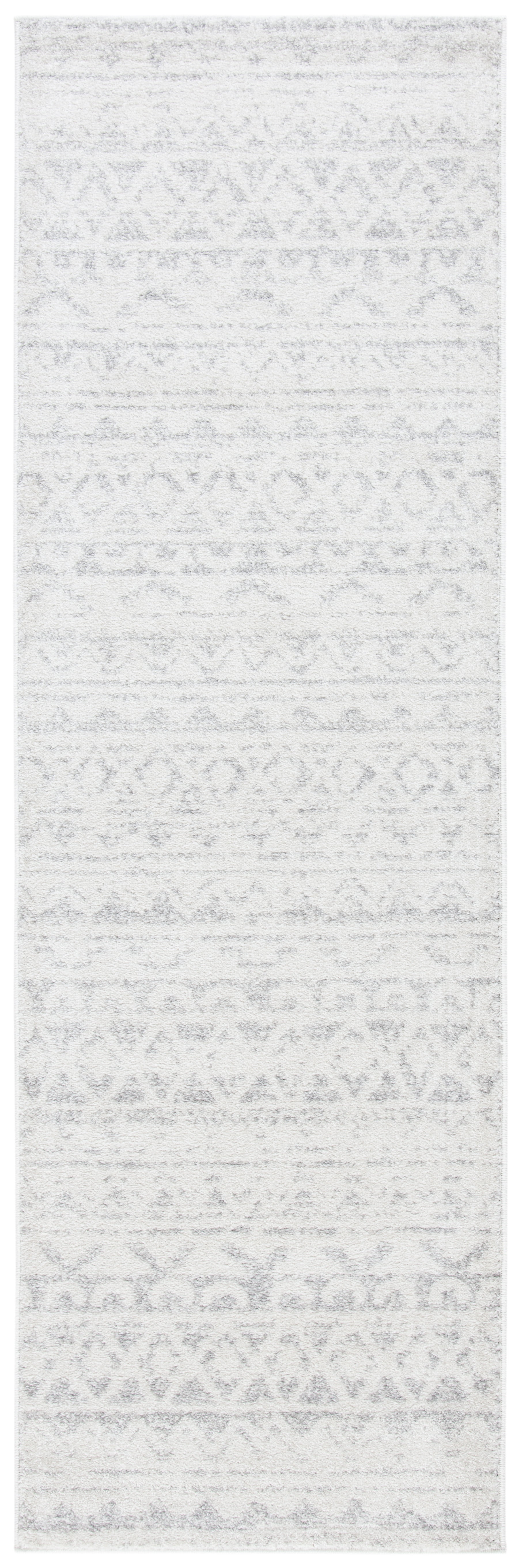 Ivory and Silver Hand-knotted Synthetic Runner Rug