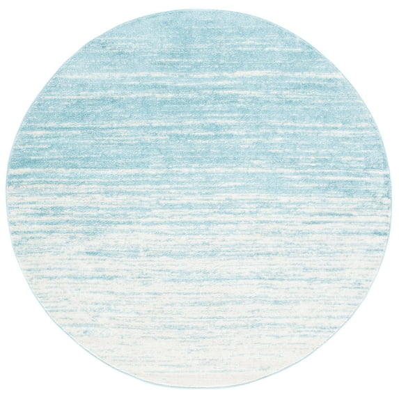 SAFAVIEH Adirondack Esmond Striped Area Rug, Aqua/Ivory, 5' x 5' Round - Modern Design, Aqua & Ivory, Ideal for Living Room, Bedroom, Dining Space