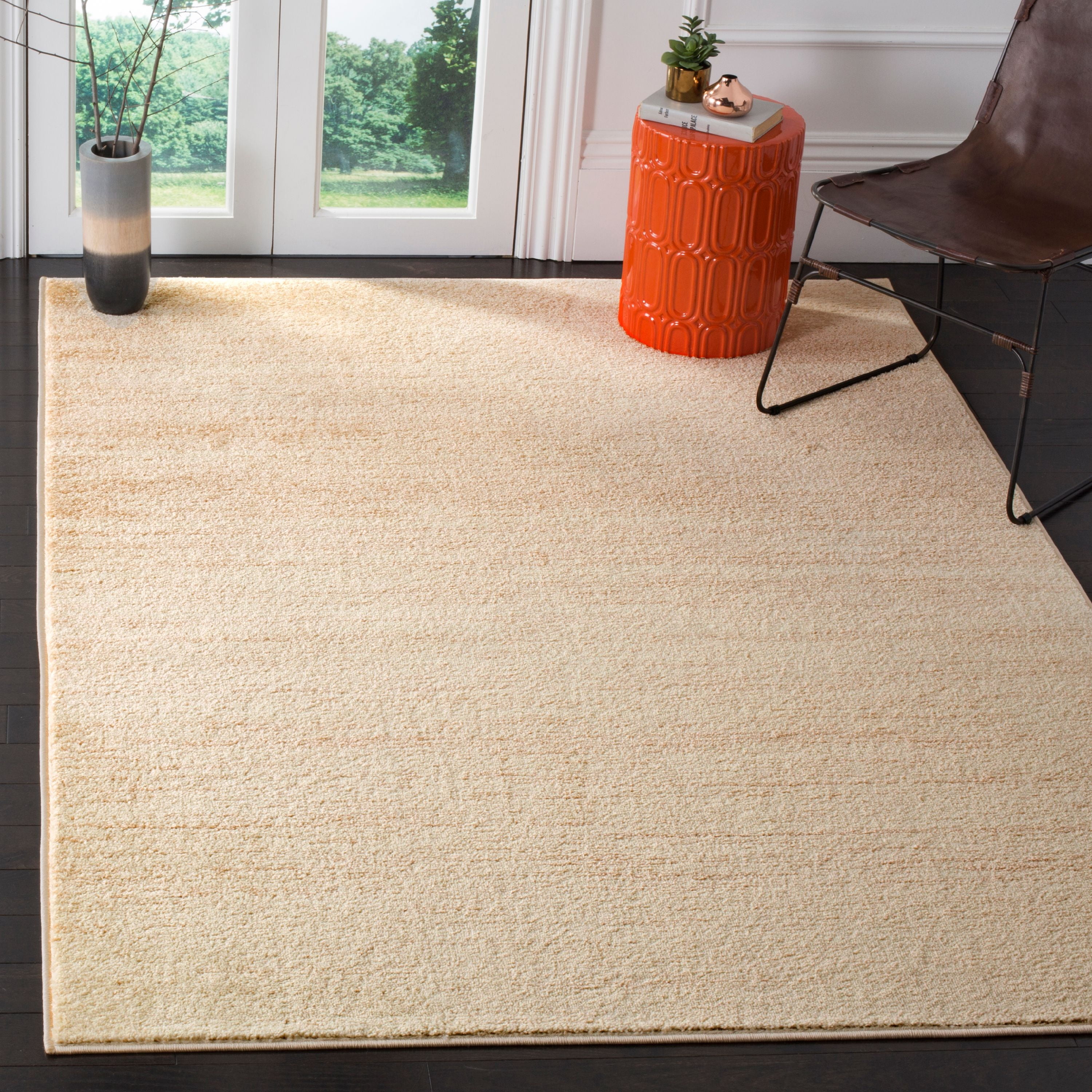 Champagne Cream Abstract Low Pile Area Rug