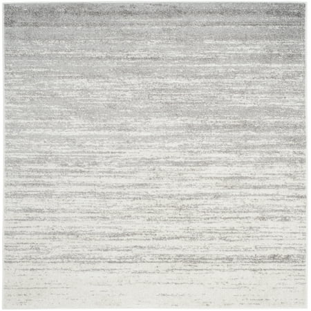 SAFAVIEH Adirondack Esmond Striped Area Rug, Ivory/Silver, 3' x 3' Square - Modern Design, Ivory & Silver, Ideal for Living Room, Bedroom, Dining Space