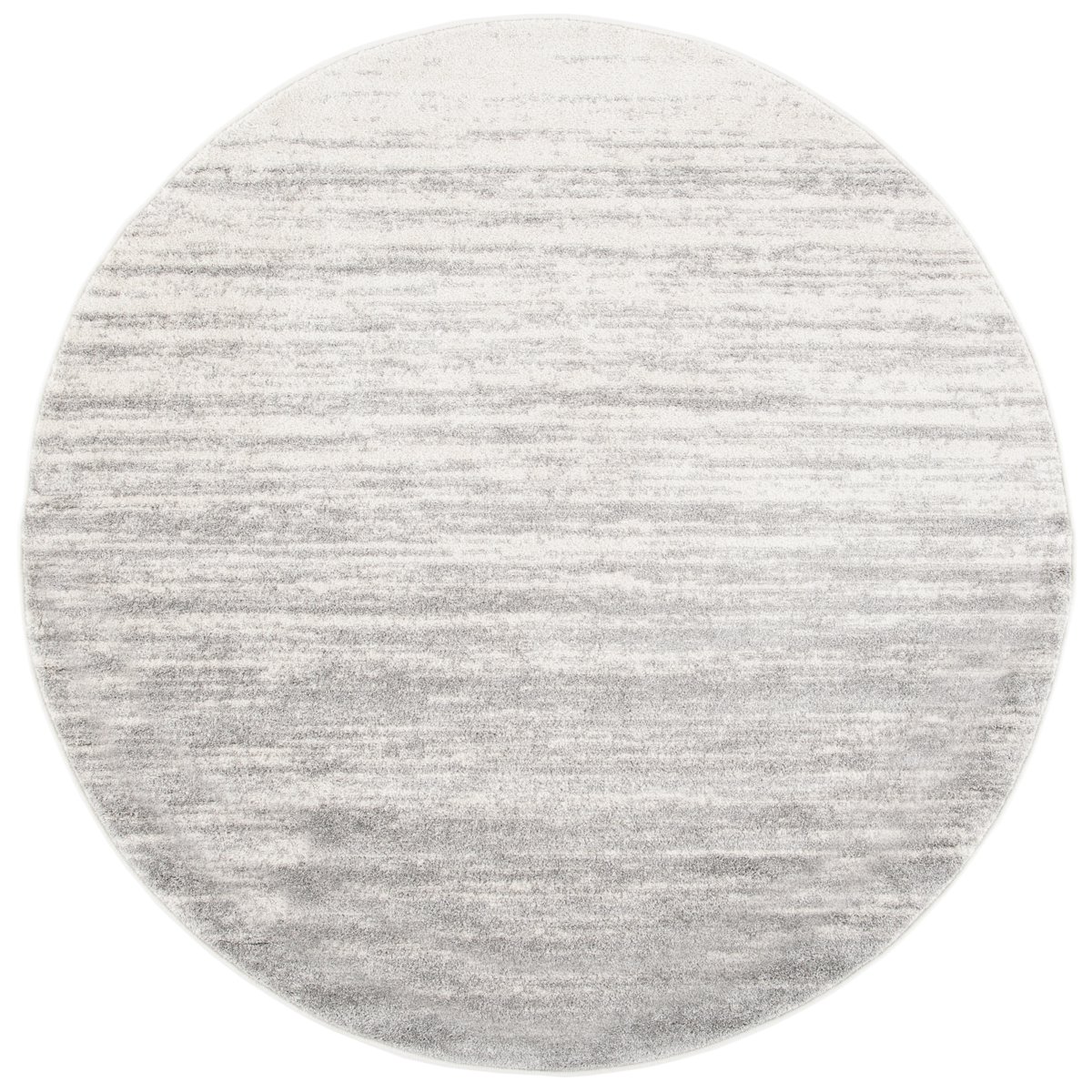 SAFAVIEH Adirondack Esmond Striped Area Rug, Ivory/Silver, 5' x 5' Round - Modern Design, Ivory & Silver, Ideal for Living Room, Bedroom, Dining Space