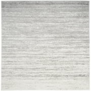 SAFAVIEH Adirondack Esmond Striped Area Rug, Ivory/Silver, 6' x 6' Square - Modern Design, Ivory & Silver, Ideal for Living Room, Bedroom, Dining Space
