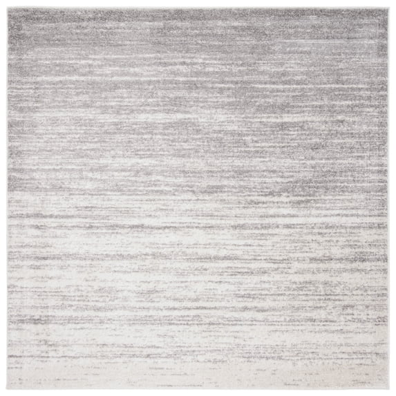 SAFAVIEH Adirondack Esmond Striped Area Rug, Ivory/Silver, 8' x 8' Square - Modern Design, Ivory & Silver, Ideal for Living Room, Bedroom, Dining Space