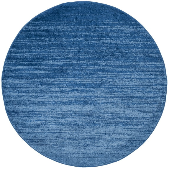 SAFAVIEH Adirondack Esmond Striped Area Rug, Light Blue/Dark Blue, 9' x 9' Round - Large - Modern Design, Light Blue & Dark Blue, Ideal for Living Room, Bedroom, Dining Space