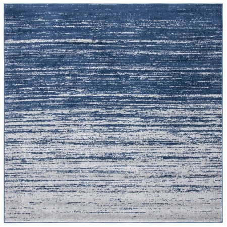 SAFAVIEH Adirondack Esmond Striped Area Rug, Navy/Grey, 4' x 4' Square - Modern Design, Navy & Grey, Ideal for Living Room, Bedroom, Dining Space