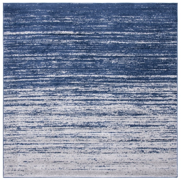 SAFAVIEH Adirondack Esmond Striped Area Rug, Navy/Grey, 4' x 4' Square - Modern Design, Navy & Grey, Ideal for Living Room, Bedroom, Dining Space