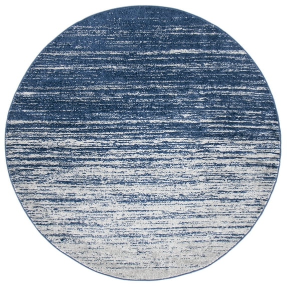 SAFAVIEH Adirondack Esmond Striped Area Rug, Navy/Grey, 6'7" x 6'7" Round - Modern Design, Navy & Grey, Ideal for Living Room, Bedroom, Dining Space