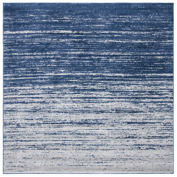 SAFAVIEH Adirondack Esmond Striped Area Rug, Navy/Grey, 6'7" x 6'7" Square - Modern Design, Navy & Grey, Ideal for Living Room, Bedroom, Dining Space