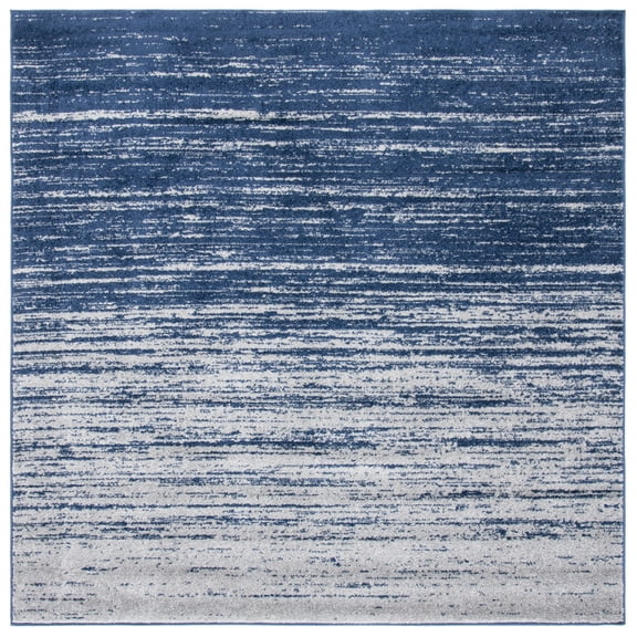 SAFAVIEH Adirondack Esmond Striped Area Rug, Navy/Grey, 8' x 8' Square - Modern Design, Navy & Grey, Ideal for Living Room, Bedroom, Dining Space