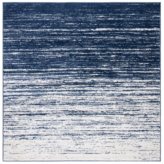 SAFAVIEH Adirondack Esmond Striped Area Rug, Navy/Ivory, 4' x 4' Square - Modern Design, Navy & Ivory, Ideal for Living Room, Bedroom, Dining Space