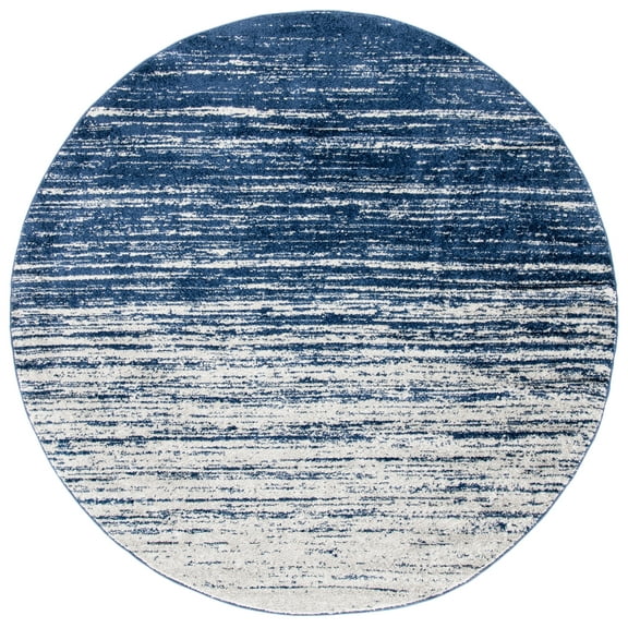 SAFAVIEH Adirondack Esmond Striped Area Rug, Navy/Ivory, 6'7" x 6'7" Round - Modern Design, Navy & Ivory, Ideal for Living Room, Bedroom, Dining Space