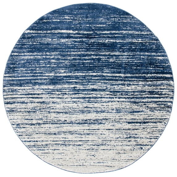 SAFAVIEH Adirondack Esmond Striped Area Rug, Navy/Ivory, 6'7" x 6'7" Round - Modern Design, Navy & Ivory, Ideal for Living Room, Bedroom, Dining Space