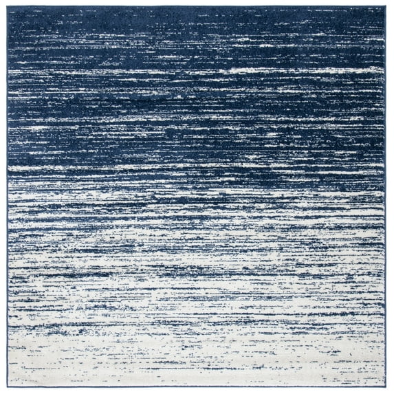 SAFAVIEH Adirondack Esmond Striped Area Rug, Navy/Ivory, 6'7" x 6'7" Square - Modern Design, Navy & Ivory, Ideal for Living Room, Bedroom, Dining Space