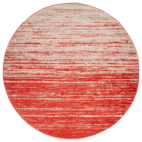 SAFAVIEH Adirondack Esmond Striped Area Rug, Orange/Grey, 4' x 4' Round - Modern Design, Orange & Grey, Ideal for Living Room, Bedroom, Dining Space