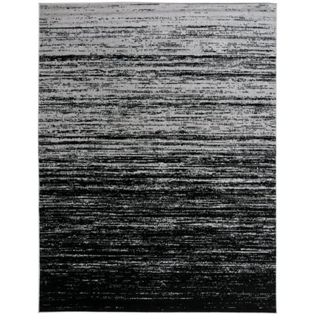 SAFAVIEH Adirondack Esmond Striped Area Rug, Silver/Black, 12' x 15' - X-Large - Modern Design, Silver & Black, Ideal for Living Room, Bedroom, Dining Space
