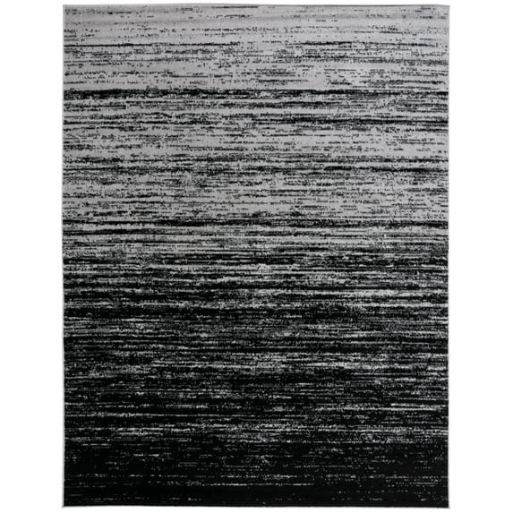 SAFAVIEH Adirondack Esmond Striped Area Rug, Silver/Black, 12' x 15' - X-Large - Modern Design, Silver & Black, Ideal for Living Room, Bedroom, Dining Space
