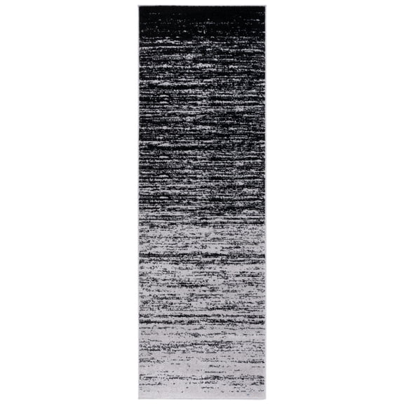 SAFAVIEH Adirondack Esmond Striped Runner Rug, Silver/Black, 2'6" x 20' - Modern Design, Silver & Black, Ideal for Living Room, Bedroom, Dining Space, Entryway, Hallway, Kitchen