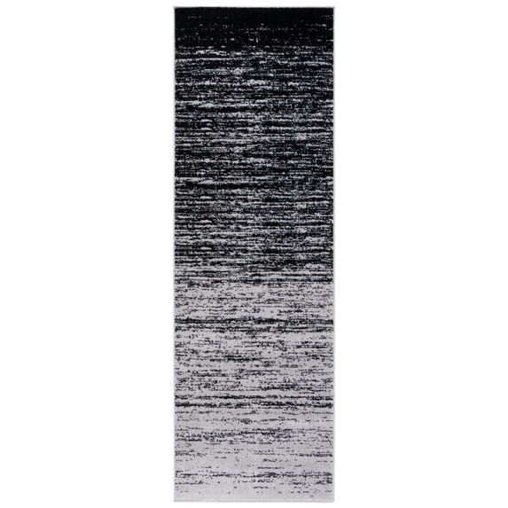 SAFAVIEH Adirondack Esmond Striped Runner Rug, Silver/Black, 2'6" x 22' - Modern Design, Silver & Black, Ideal for Living Room, Bedroom, Dining Space