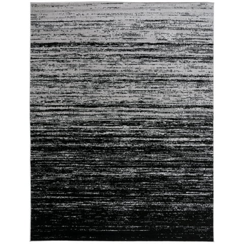 SAFAVIEH Adirondack Esmond Striped Area Rug, Silver/Black, 8' x 10' - Large - Modern Design, Silver & Black, Ideal for Living Room, Bedroom, Dining Space