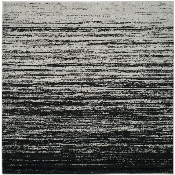 SAFAVIEH Adirondack Esmond Striped Area Rug, Silver/Black, 8' x 8' Square - Modern Design, Silver & Black, Ideal for Living Room, Bedroom, Dining Space