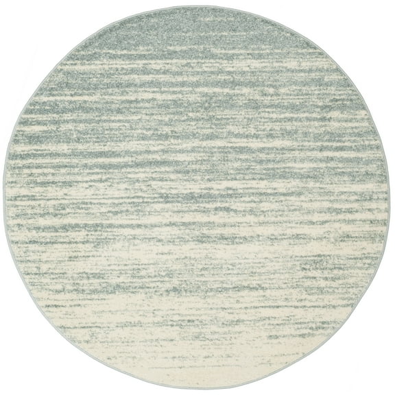 SAFAVIEH Adirondack Esmond Striped Area Rug, Slate/Cream, 8' x 8' Round - Modern Design, Slate & Cream, Ideal for Living Room, Bedroom, Dining Space