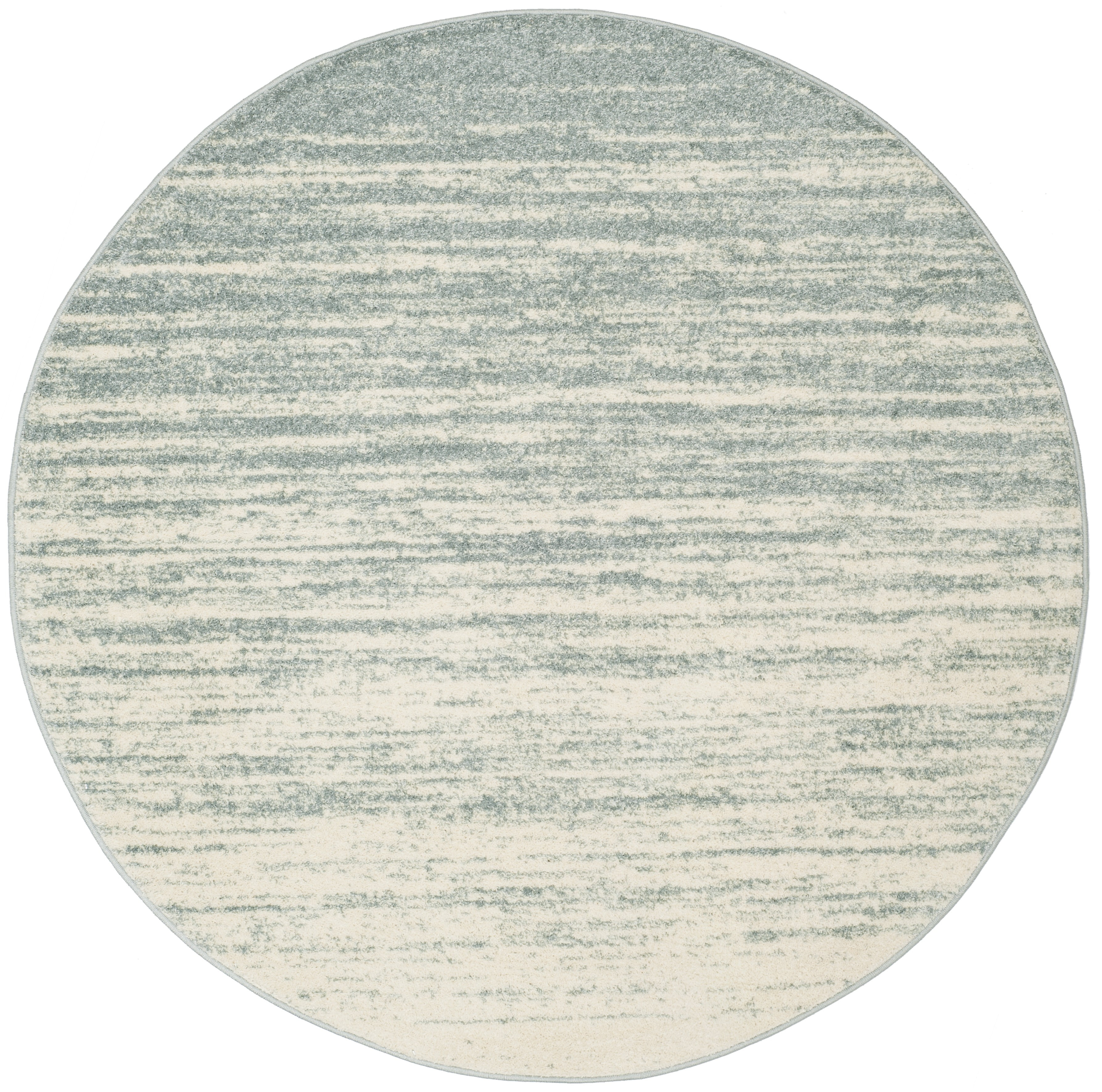SAFAVIEH Adirondack Esmond Striped Area Rug, Slate/Cream, 9' x 9' Round - Large - Modern Design, Slate & Cream, Ideal for Living Room, Bedroom, Dining Space