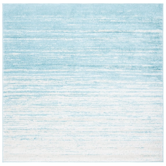 SAFAVIEH Adirondack Esmond Striped Area Rug, Aqua/Ivory, 6'7" x 6'7" Square - Modern Design, Aqua & Ivory, Ideal for Living Room, Bedroom, Dining Space