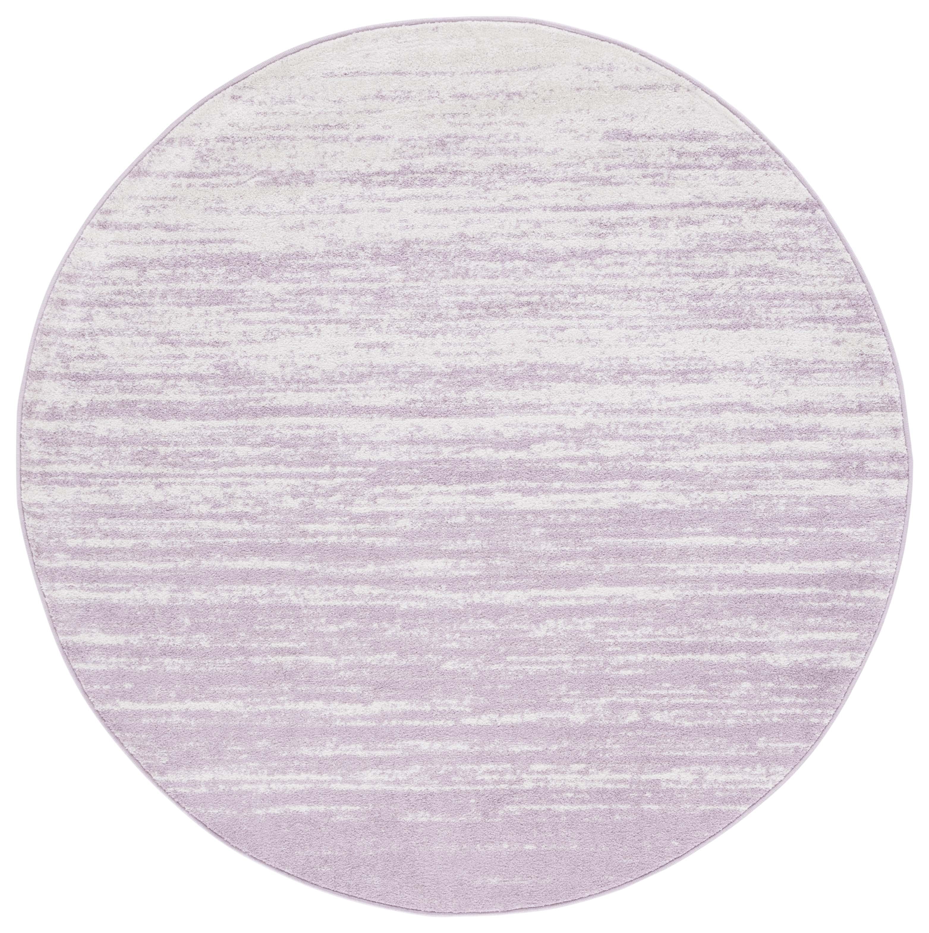 SAFAVIEH Adirondack Esmond Striped Area Rug, Cream/Purple, 4' x 4' Round - Modern Design, Cream & Purple, Ideal for Living Room, Bedroom, Dining Space