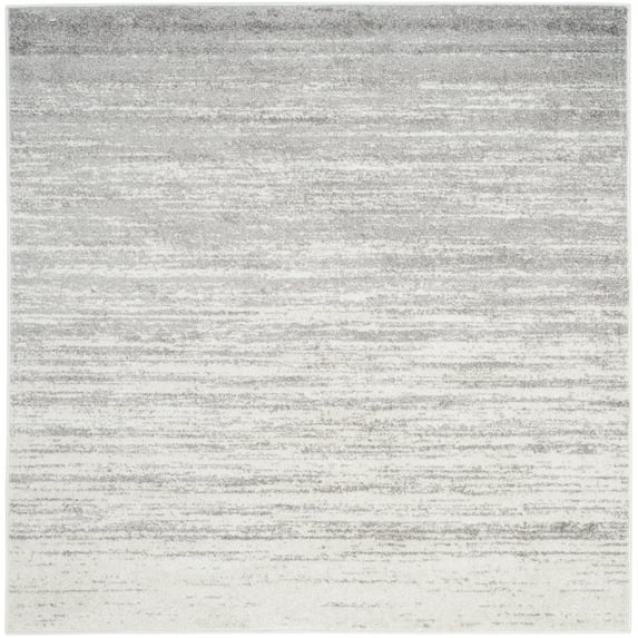 SAFAVIEH Adirondack Esmond Striped Area Rug, Ivory/Silver, 5' x 5' Square - Modern Design, Ivory & Silver, Ideal for Living Room, Bedroom, Dining Space