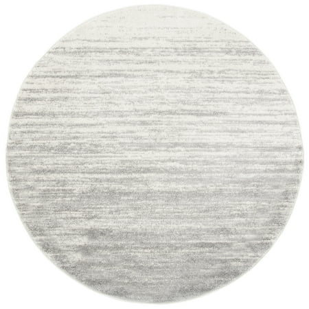 SAFAVIEH Adirondack Esmond Striped Area Rug, Ivory/Silver, 7' x 7' Round - Modern Design, Ivory & Silver, Ideal for Living Room, Bedroom, Dining Space