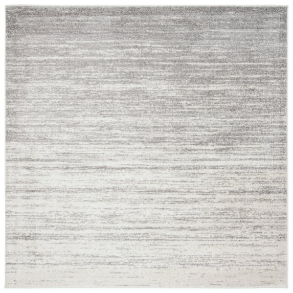 SAFAVIEH Adirondack Esmond Striped Area Rug, Ivory/Silver, 8' x 8' Square - Modern Design, Ivory & Silver, Ideal for Living Room, Bedroom, Dining Space