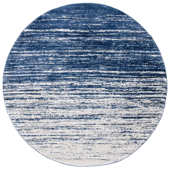 SAFAVIEH Adirondack Esmond Striped Area Rug, Navy/Ivory, 10' x 10' Round - Large - Modern Design, Navy & Ivory, Ideal for Living Room, Bedroom, Dining Space