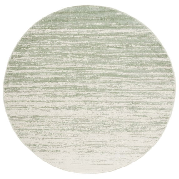 SAFAVIEH Adirondack Esmond Striped Area Rug, Sage/Ivory, 3' x 3' Round - Modern Design, Sage & Ivory, Ideal for Living Room, Bedroom, Dining Space