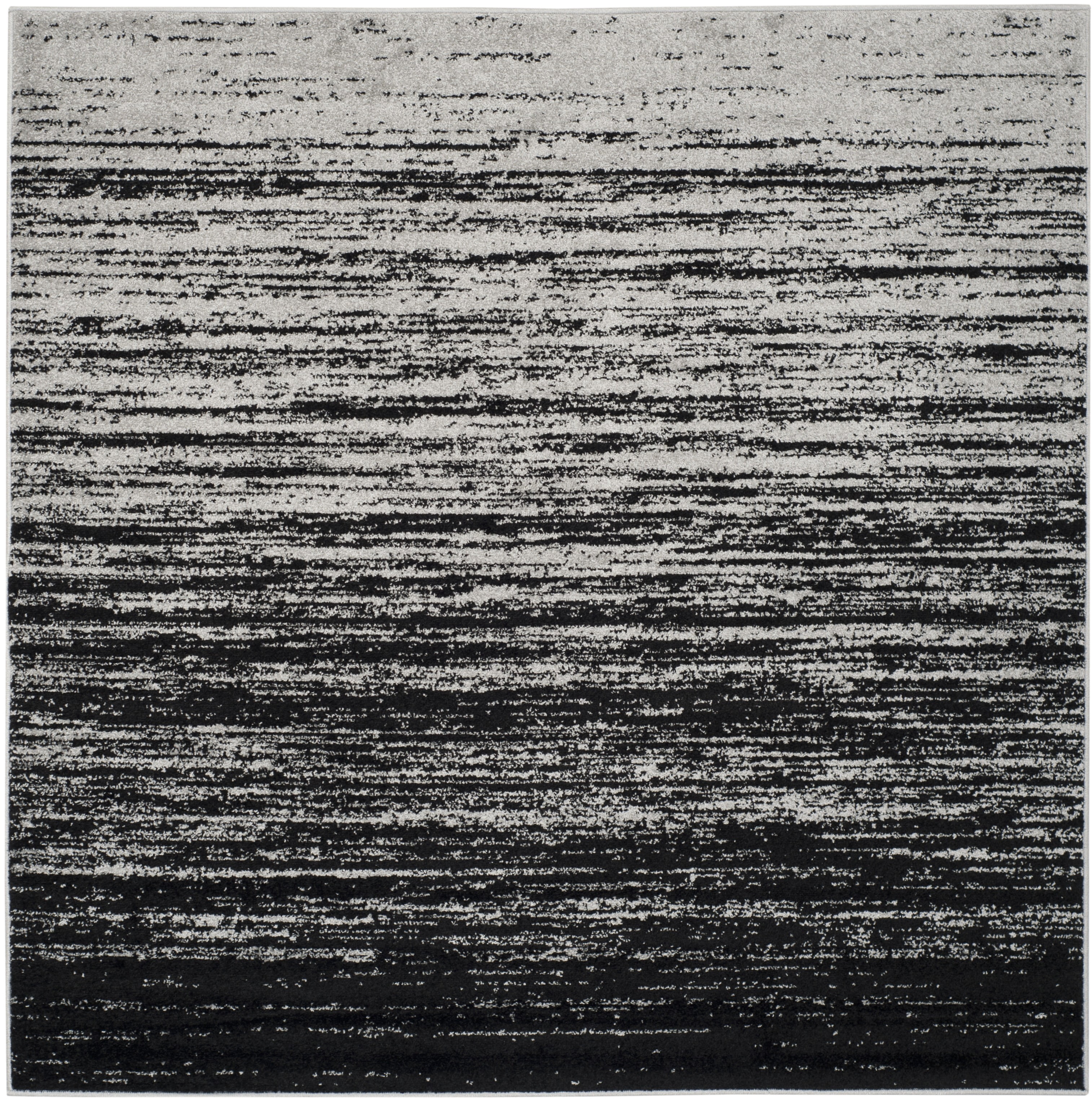 SAFAVIEH Adirondack Esmond Striped Area Rug, Silver/Black, 10' x 10' Square - Large - Modern Design, Silver & Black, Ideal for Living Room, Bedroom, Dining Space