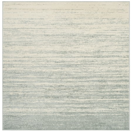 SAFAVIEH Adirondack Esmond Striped Area Rug, Slate/Cream, 5' x 5' Square - Modern Design, Slate & Cream, Ideal for Living Room, Bedroom, Dining Space