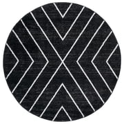 SAFAVIEH Adirondack Evonne Geometric Area Rug, Black/Light Grey, 4' x 4' Round