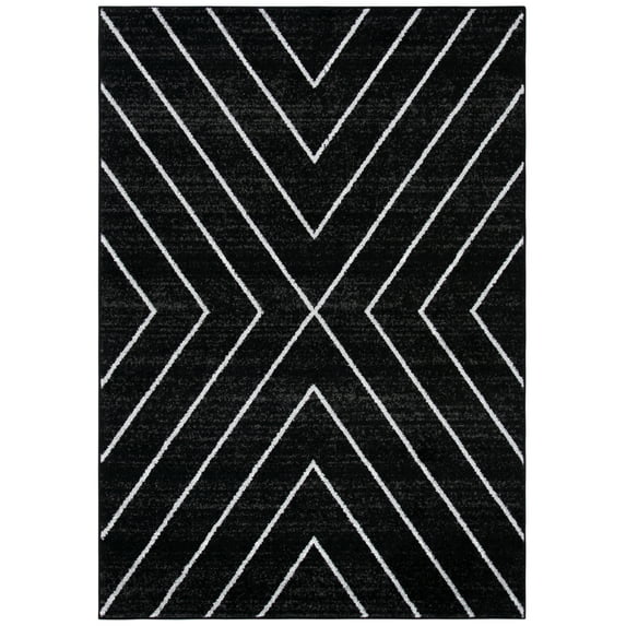 SAFAVIEH Adirondack Evonne Geometric Area Rug, Black/Light Grey, 4' x 6'