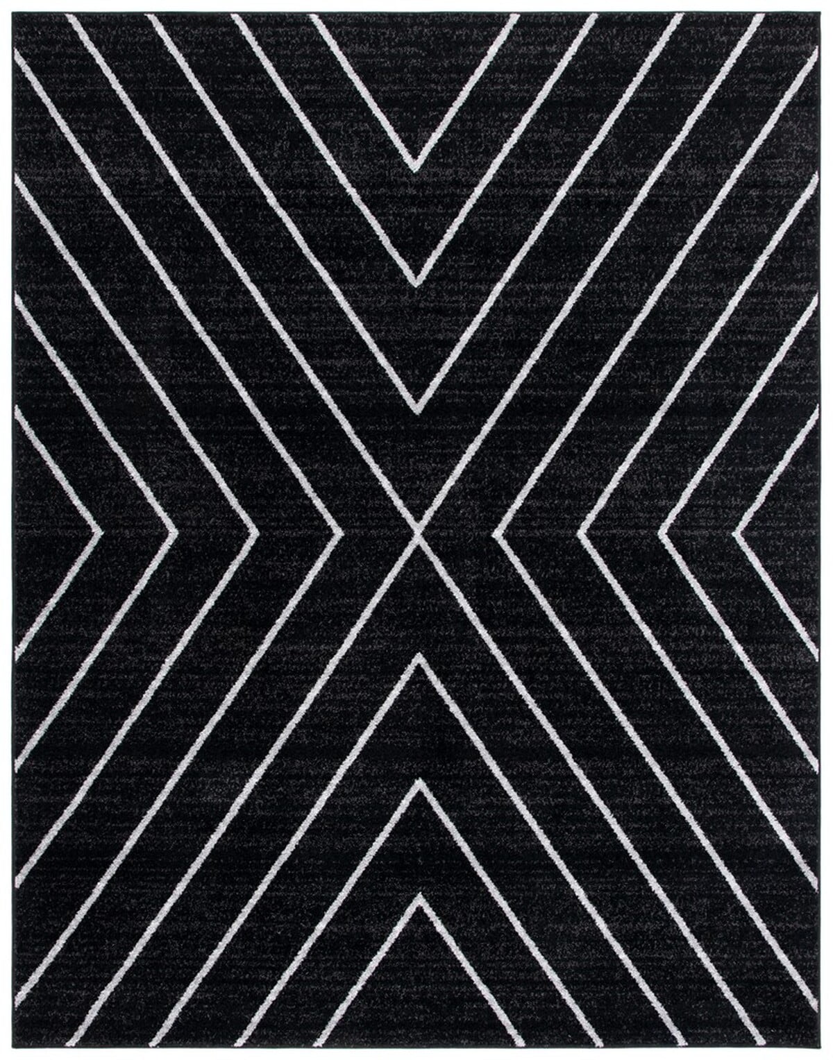 Black and Light Gray Geometric Synthetic Area Rug, 8' x 10'