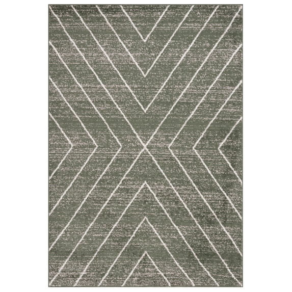 SAFAVIEH Adirondack Evonne Geometric Area Rug, Dark Green/Ivory, 5'1" x 7'6"