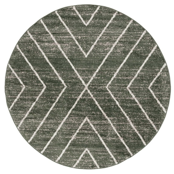 SAFAVIEH Adirondack Evonne Geometric Area Rug, Dark Green/Ivory, 6' x 6' Round