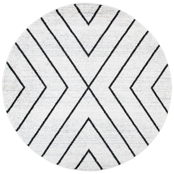 SAFAVIEH Adirondack Evonne Geometric Area Rug, Ivory/Grey, 4' x 4' Round