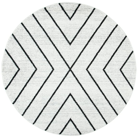 SAFAVIEH Adirondack Evonne Geometric Area Rug, Ivory/Grey, 4' x 4' Round