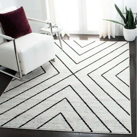 SAFAVIEH Adirondack Evonne Geometric Area Rug, Ivory/Grey, 5'1" x 7'6"